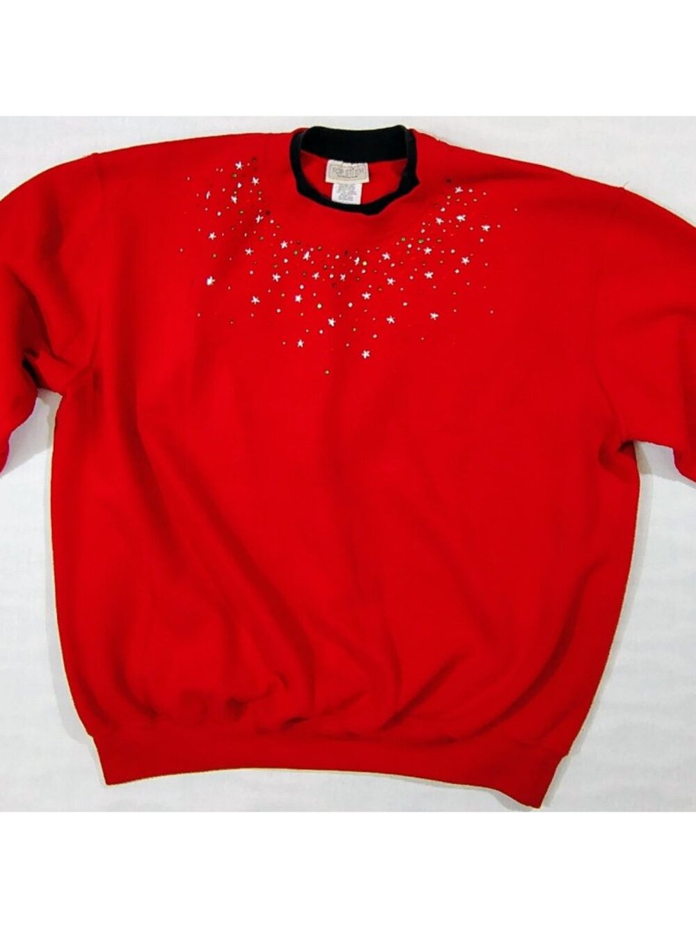 Vtg Top Stitch By Morning Sun Red Sweatshirt Womens 1X Star Embellishments